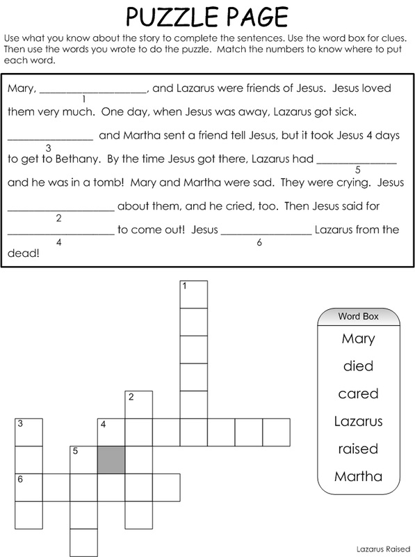 lazarus bible puzzles for children